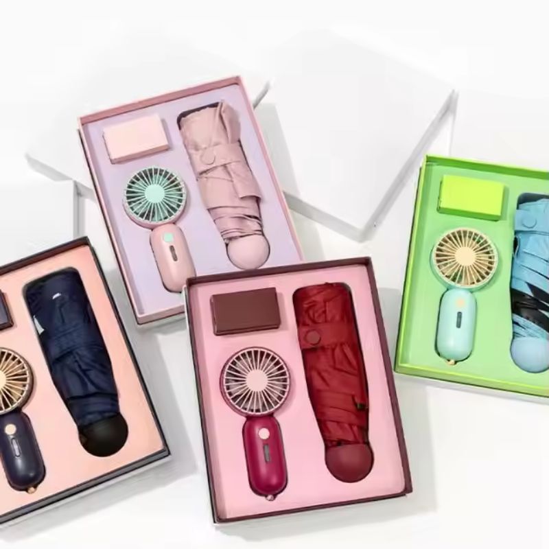 Set quà tặng ô và quạt mini
