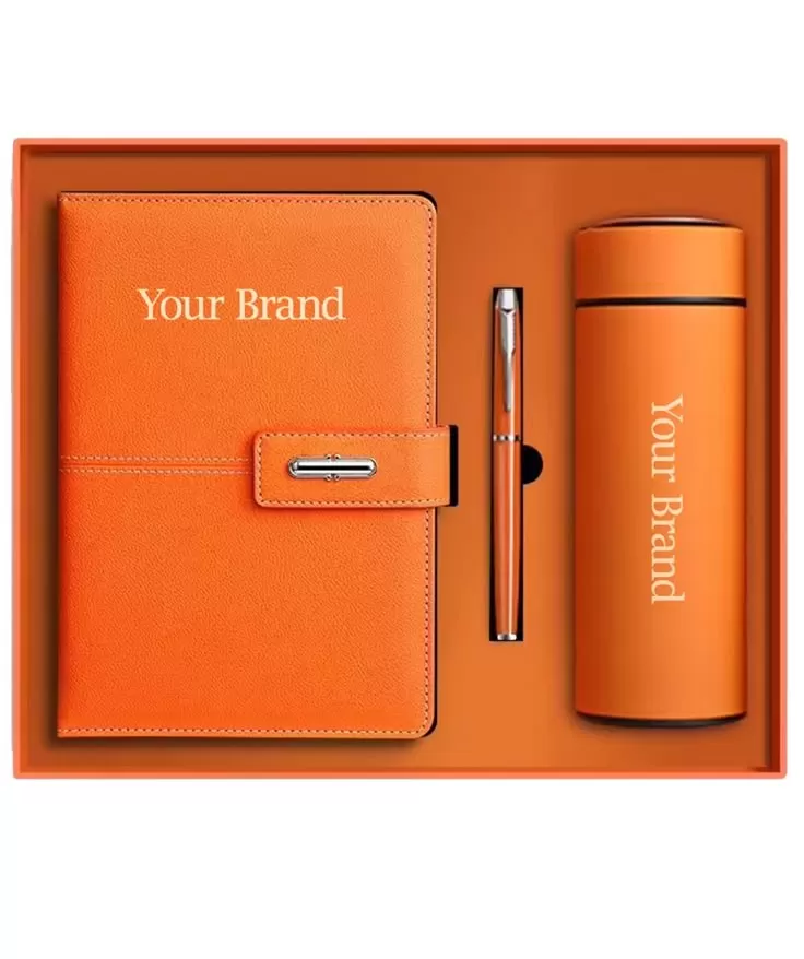 Giftset sổ da, bút ký và bình giữ nhiệt 500ml in logo